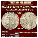 1934-p Walking Liberty Half Dollar Near Top Pop! 5