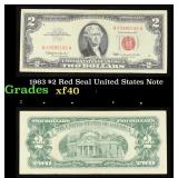 1963 $2 Red Seal United States Note Grades xf