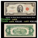 1953C $2 Red Seal United States Note Grades Choice