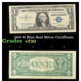 1957 $1 Blue Seal Silver Certificate Grades vf++