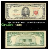 1963 $5 Red Seal United States Note Grades vf++