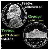 1998-s Proof Jefferson Nickel 5c pr70 dcam SEGS