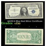 1957B $1 Blue Seal Silver Certificate Grades vf++