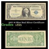 1957 $1 Blue Seal Silver Certificate Grades vf+