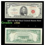 1963 $5 Red Seal United States Note Grades vf++