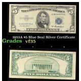 1953A $5 Blue Seal Silver Certificate Grades vf++