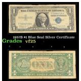 1957B $1 Blue Seal Silver Certificate Grades vf+