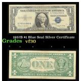 1957B $1 Blue Seal Silver Certificate Grades vf++