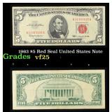 1963 $5 Red Seal United States Note Grades vf+