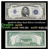 1934D $5 Blue Seal Silver Certificate Grades Choic