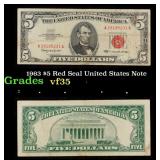 1963 $5 Red Seal United States Note Grades vf++