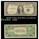 1935E $1 Blue Seal Silver Certificate Grades vf+