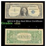 1957A $1 Blue Seal Silver Certificate Grades vf+