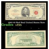 1963 $5 Red Seal United States Note Grades vf++