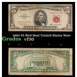 1963 $5 Red Seal United States Note Grades vf++