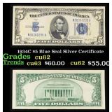 1934C $5 Blue Seal Silver Certificate Grades Selec