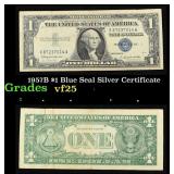 1957B $1 Blue Seal Silver Certificate Grades vf+