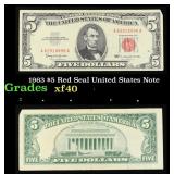 1963 $5 Red Seal United States Note Grades xf