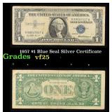 1957 $1 Blue Seal Silver Certificate Grades vf+