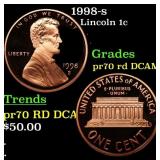 1998-s Proof Lincoln Cent 1c pr70 rd DCAM SEGS