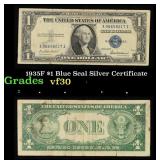 1935F $1 Blue Seal Silver Certificate Grades vf++