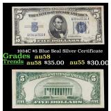 1934C $5 Blue Seal Silver Certificate Grades Choic