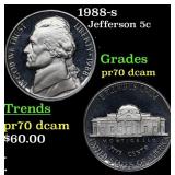 1988-s Proof Jefferson Nickel 5c pr70 dcam SEGS