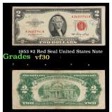 1953 $2 Red Seal United States Note Grades vf++