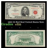 1963 $5 Red Seal United States Note Grades vf++