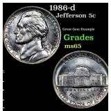 1986-d Jefferson Nickel 5c Grades GEM Unc