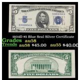 1934D $5 Blue Seal Silver Certificate Grades Choic