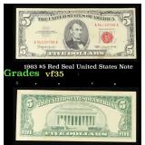 1963 $5 Red Seal United States Note Grades vf++