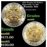 1994 Russia 50 Rubles Bimetallic Y# 368 Grades GEM