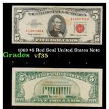 1963 $5 Red Seal United States Note Grades vf++