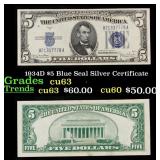 1934D $5 Blue Seal Silver Certificate Grades Selec