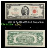 1963 $2 Red Seal United States Note Grades xf