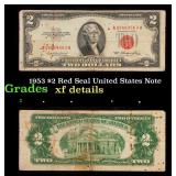 1953 $2 Red Seal United States Note Grades xf deta