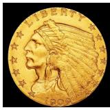 *Highlight* 1909-p Gold Indian Quarter Eagle Near