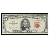 1963 $5 Red Seal United States Note Grades Choice