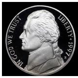 1997-s Proof Jefferson Nickel 5c pr70 dcam SEGS