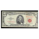 1963 $5 Red Seal United States Note Grades vf++