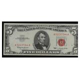 1963 $5 Red Seal United States Note Grades Choice