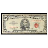 1963 $5 Red Seal United States Note Grades vf++