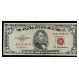 1953A $5 Red Seal United States Note Grades vf+