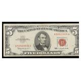 1963 $5 Red Seal United States Note Grades vf++