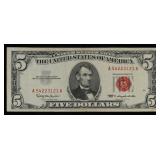 1963 $5 Red Seal United States Note Grades xf