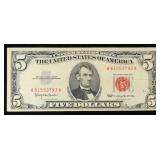 1963 $5 Red Seal United States Note Grades vf++