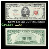 1963 $5 Red Seal United States Note Grades Choice