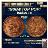 YO 1908-s Indian Cent TOP POP! 1c ms67 rb SEGS