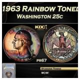 YO PCGS 1963 Proof Washington Quarter Rainbow Tone